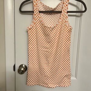 Faded Glory White and Orange Polka Dot Tank Top
